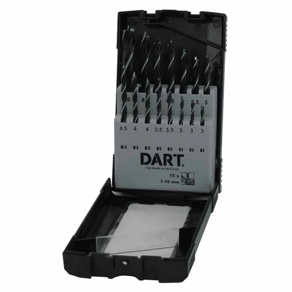 DART 15 Piece Brad Point Wood Drill Bit Set