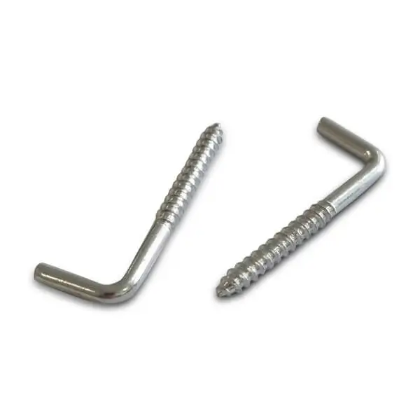 97mm x 6mm Screw-in Square 'L' Hook BZP