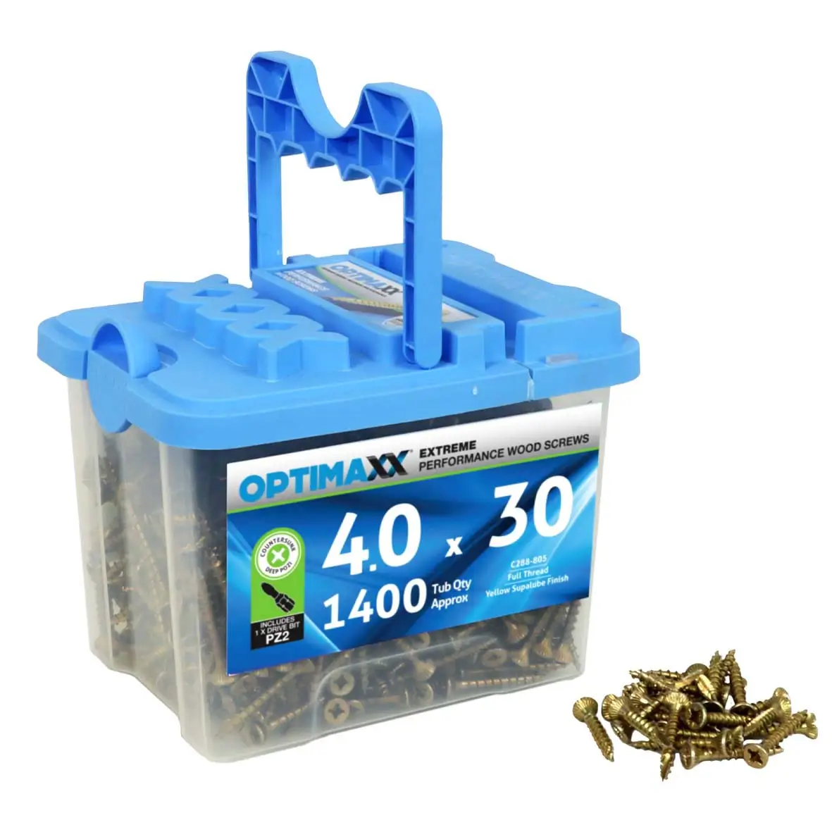 Optimaxx 4.0x30mm PZ Wood Screws 1400PC