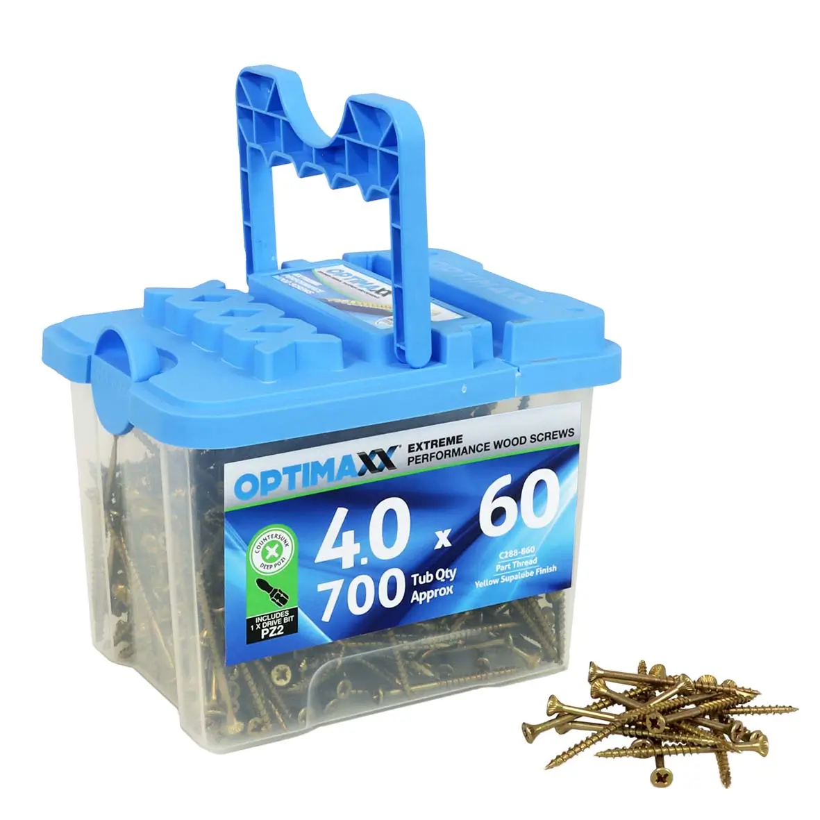 Optimaxx 4.0x60mm PZ Wood Screws 700PC