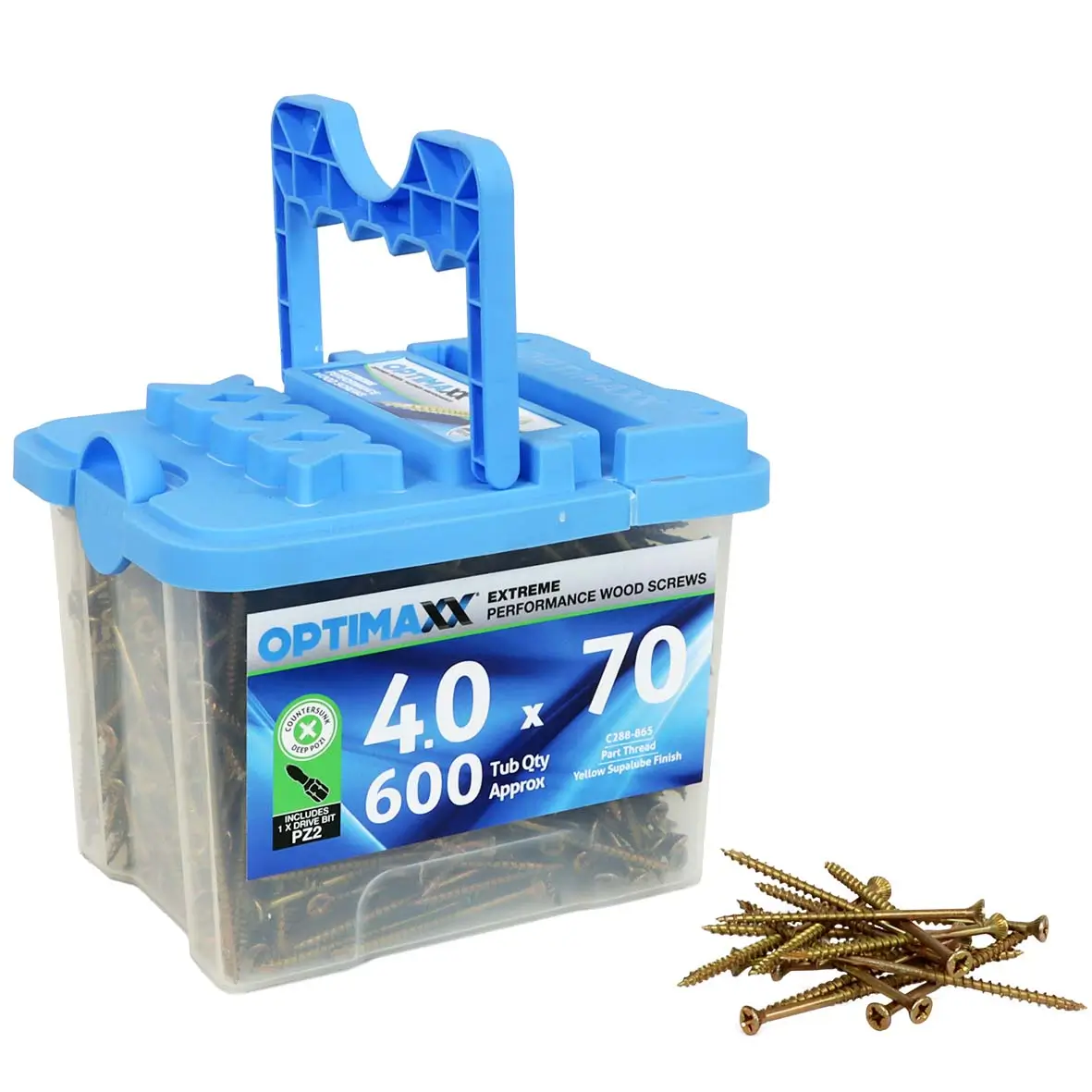 Optimaxx 4.0x70mm PZ Wood Screws 600PC