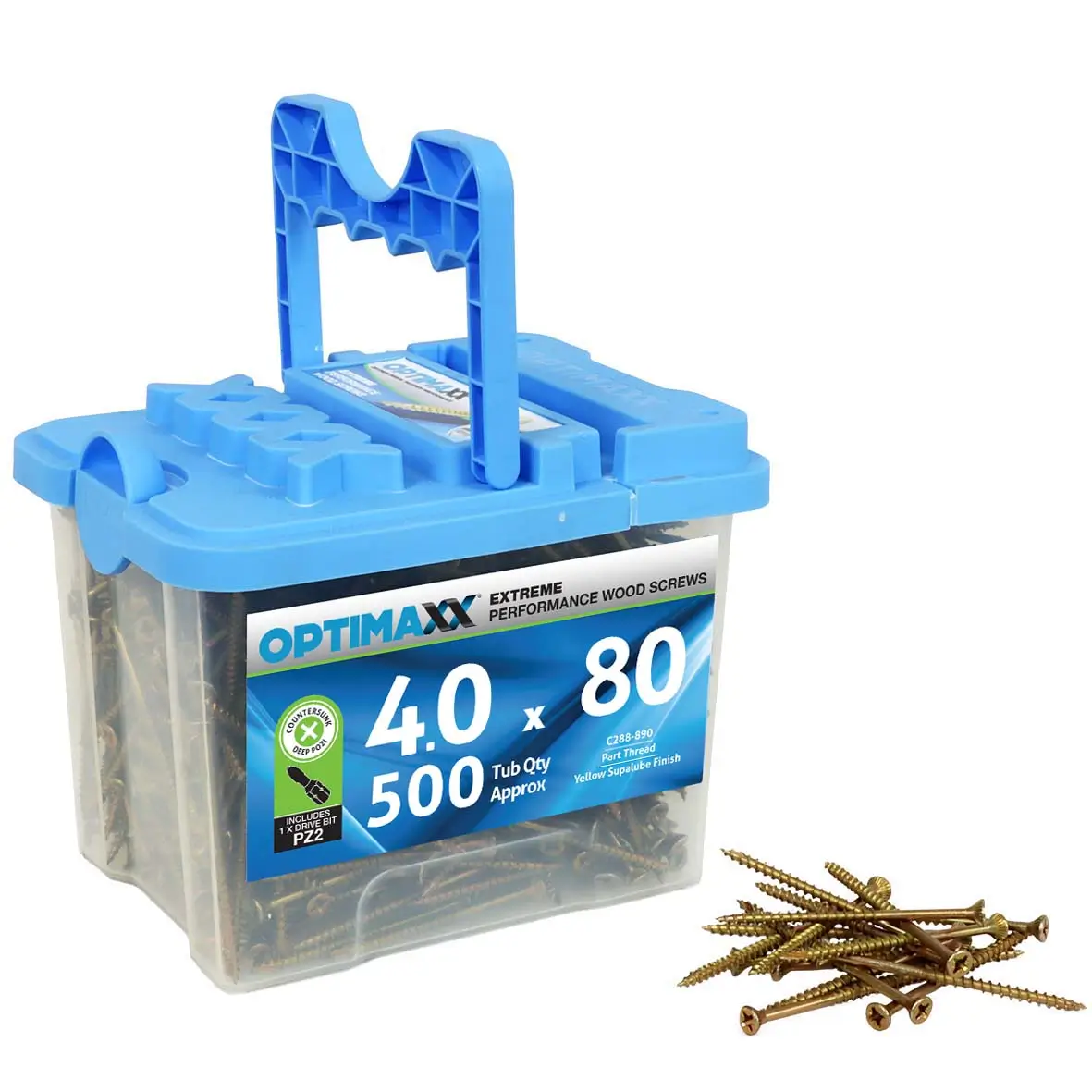Optimaxx 4.0x80mm PZ Wood Screws 500PC
