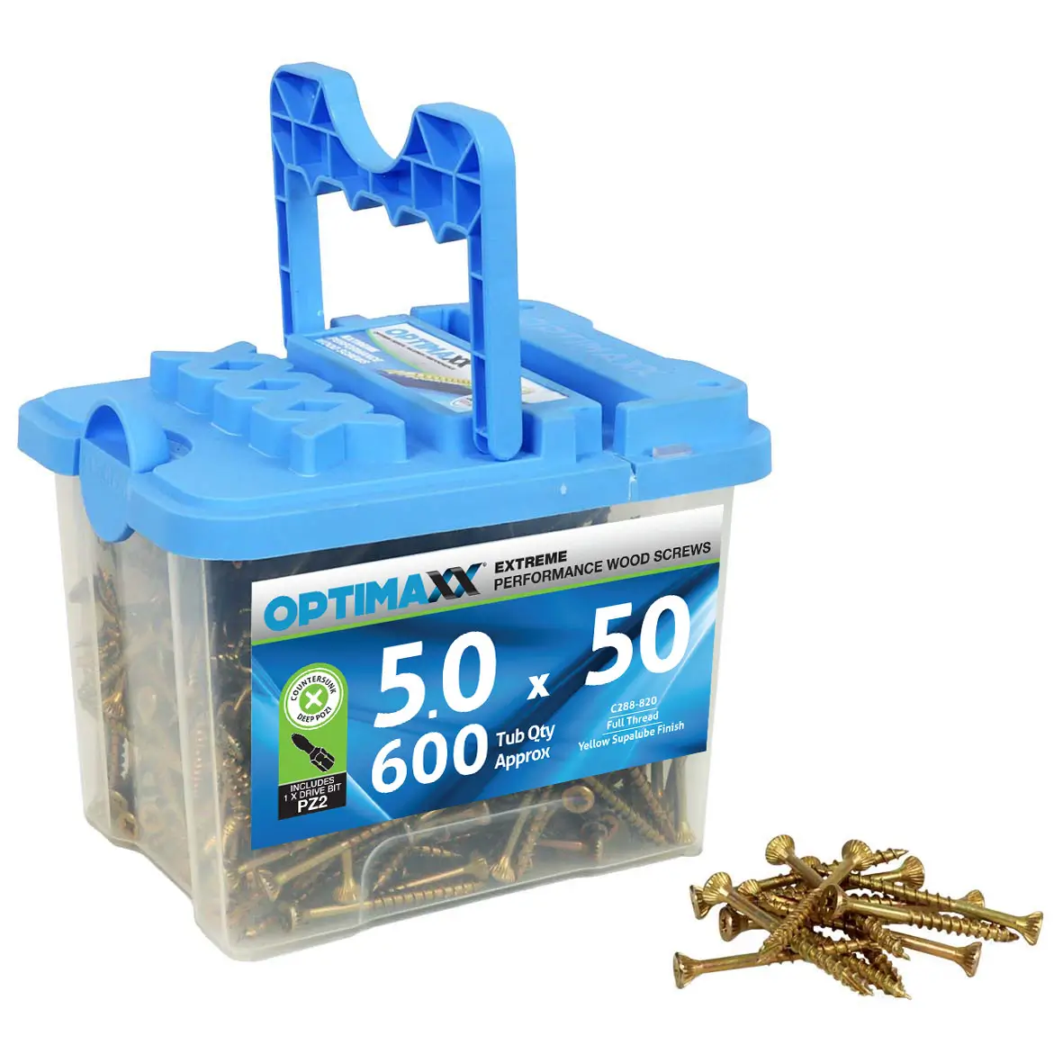 Optimaxx 5.0x50mm PZ Wood Screws 600PC