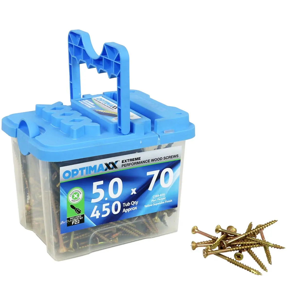 Optimaxx 5.0x70mm PZ Wood Screws 450PC