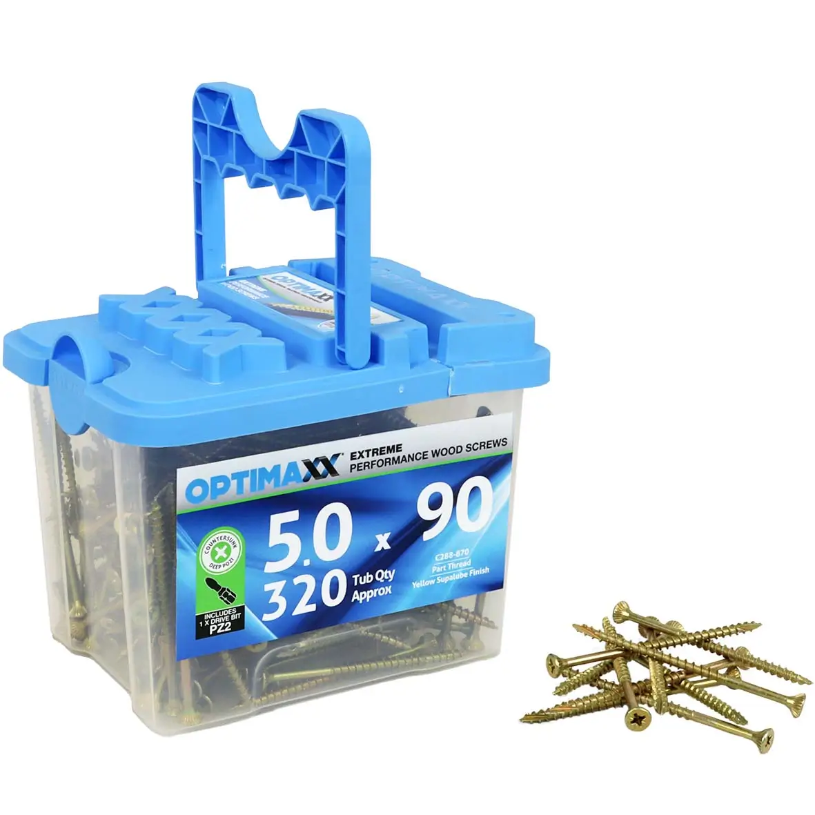 Optimaxx 5.0x90mm PZ Wood Screws 320PC