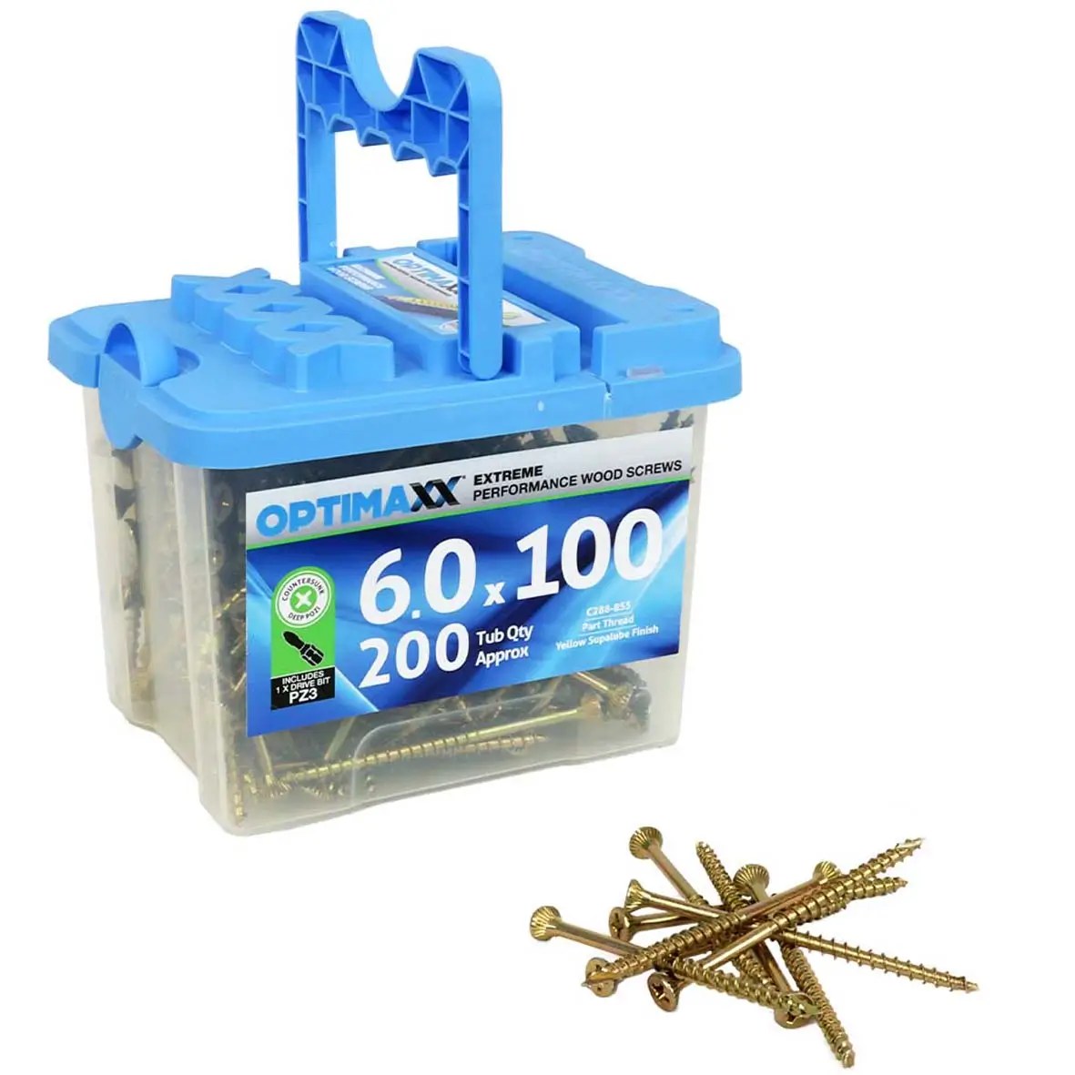 Optimaxx 6.0x100mm PZ Wood Screws 200PC