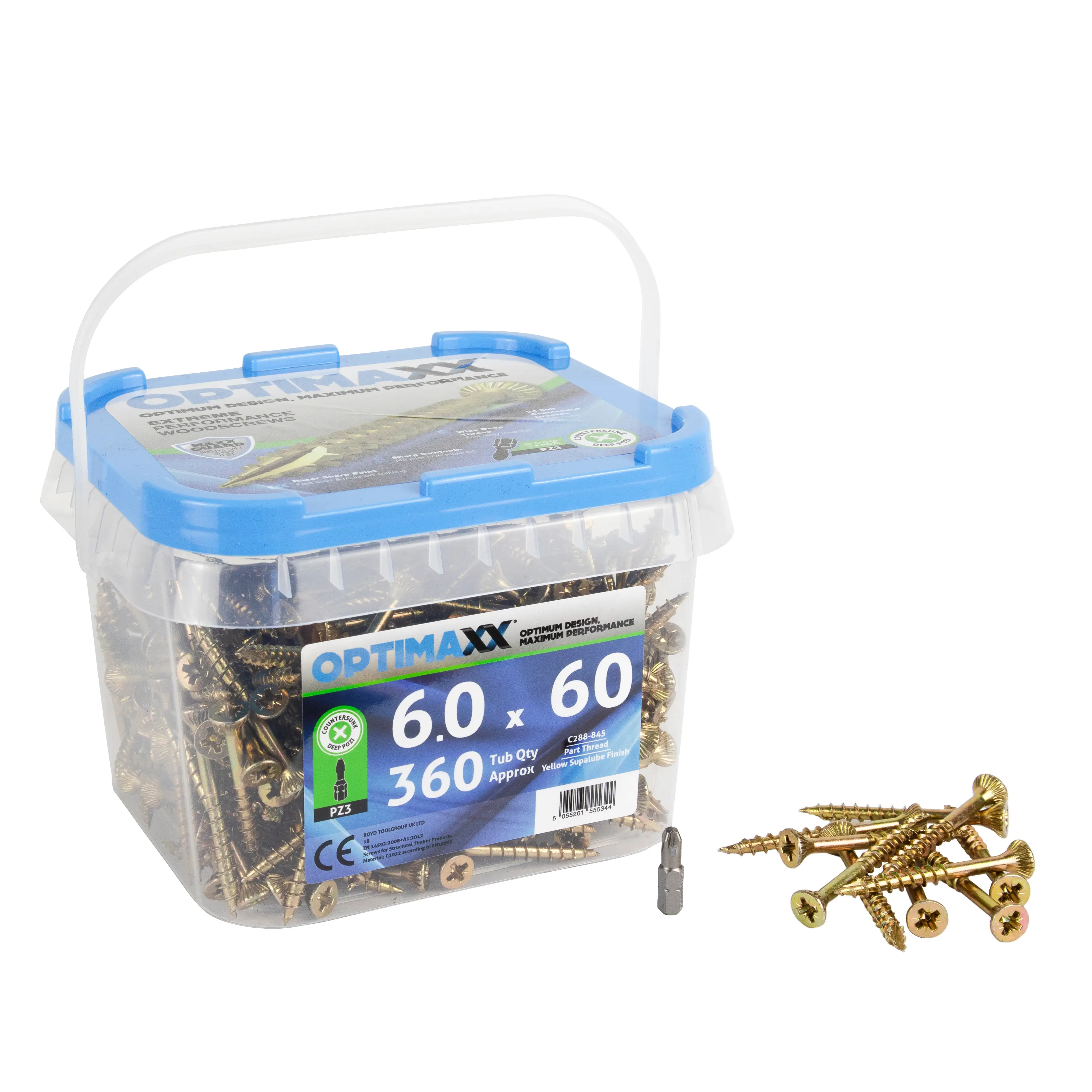 Optimaxx 6.0x60mm PZ Wood Screws 360PC