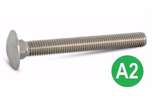 M10x100mm A2 Stainless Coach Bolt DIN 603