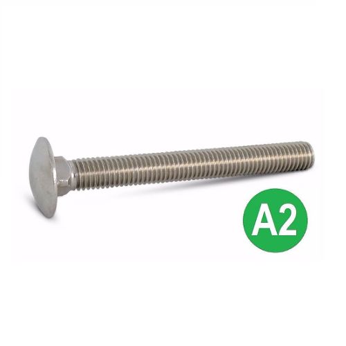 M12 A2 STAINLESS STEEL CUP SQUARE CARRIAGE BOLTS COACH SCREWS WASHERS FULL NUTS 