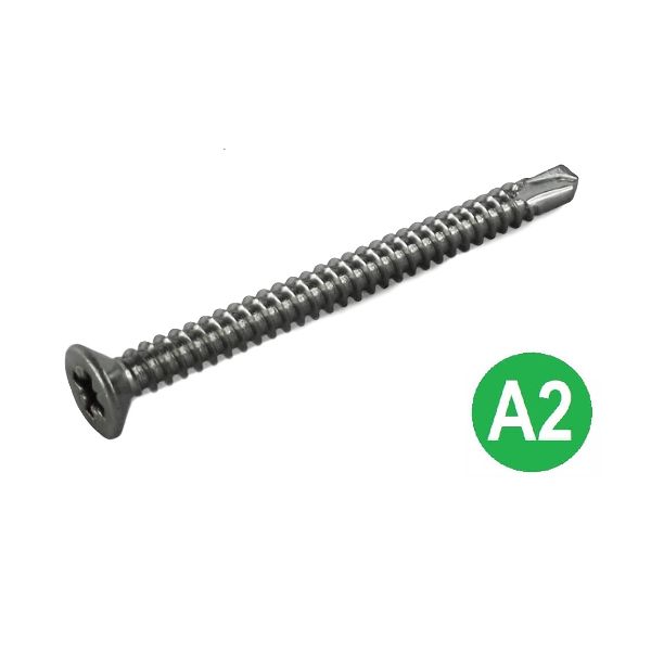 Buy Stainless Tek Screws 4.2mm x 50mm Stainless Pozi CSK Tek Screws