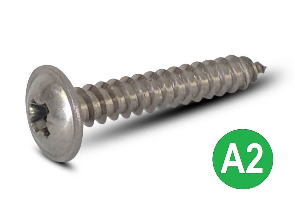8g x 1/2" Stainless Pozi Flanged Self Tapping Screws 4mm x 13mm x100 