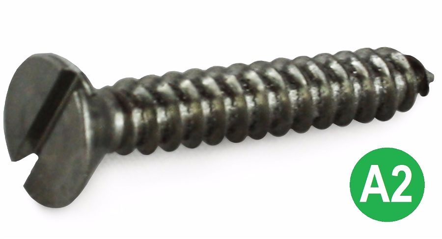 8G X 3/4" Slotted CSK Self Tapping Screws Stainless DIN 7972-25PK 