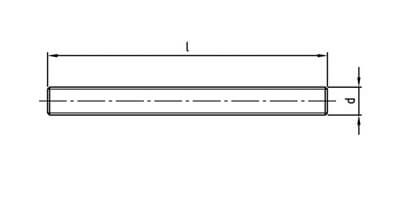 Technical line drawing of DIN 976-1 all thread studs