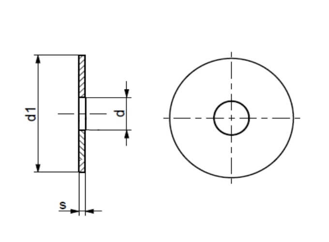 technical line drawing of type LL heavy pattern penny washer