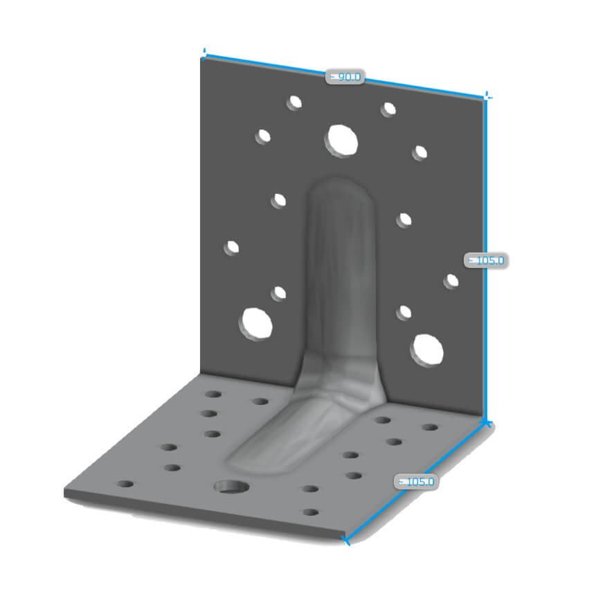 Technical line drawing of Simpson ABR105S STAINLESS STEEL angle bracket