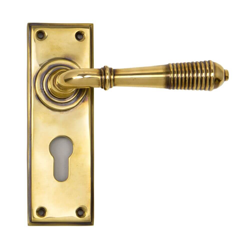 Anvil 33085 Aged Brass Reeded Lever Euro Lock