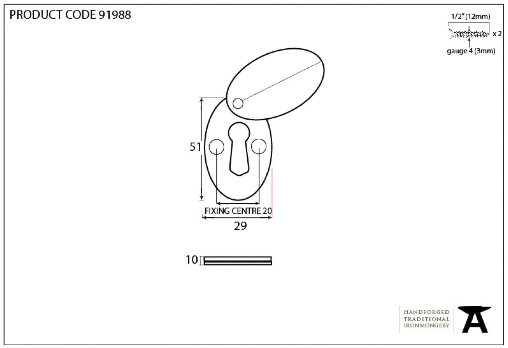 technical line drawing of Anvil 91988 escutchon