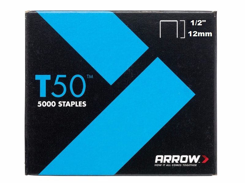 Arrow T50 Staples 12mm (1/2in) Box 5000