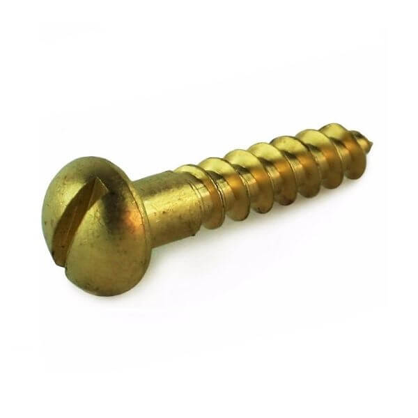 6 x 1 Brass Slot Round Head Wood Screws