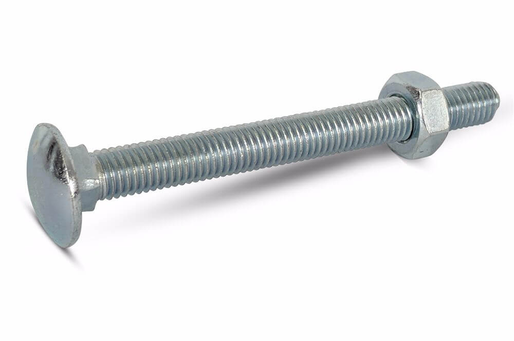 DIN 603 * 2 WASHERS & NYLOC NUT M6 BZP CUP SQUARE CARRIAGE BOLT COACH SCREWS 