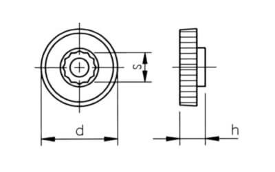 technical line drawing of plastic turning knob