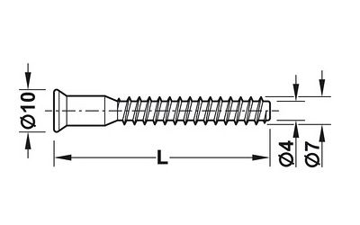 Technical line drawing of confirmat connector screw