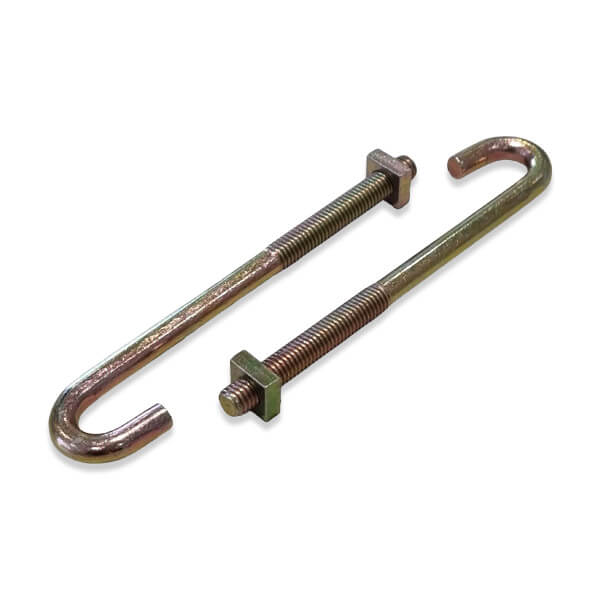 pack of 10 size M6 x 160mm Roofing J hook bolts with square nuts 