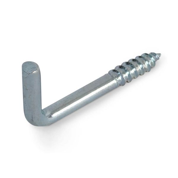 40mm x 4mm Screw-in Square 'L' Hook BZP