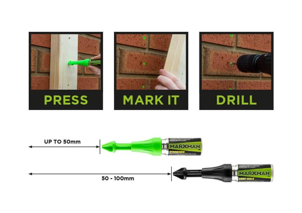 Technical line drawing of Marxman deep hole pen