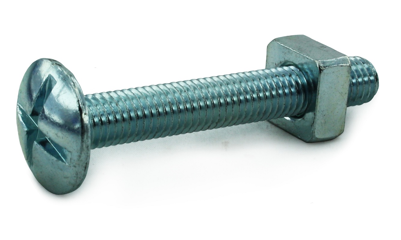 M5x16 Mushroom Head Roofing Bolt + Nut BZP