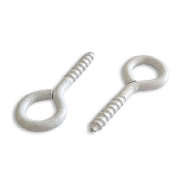 White Plated Steel Screw Eyes 28mm x 3.5mm
