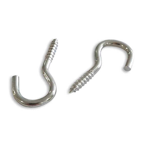 26mm x 3.5mm Open Screw 'Cup' Hook BZP