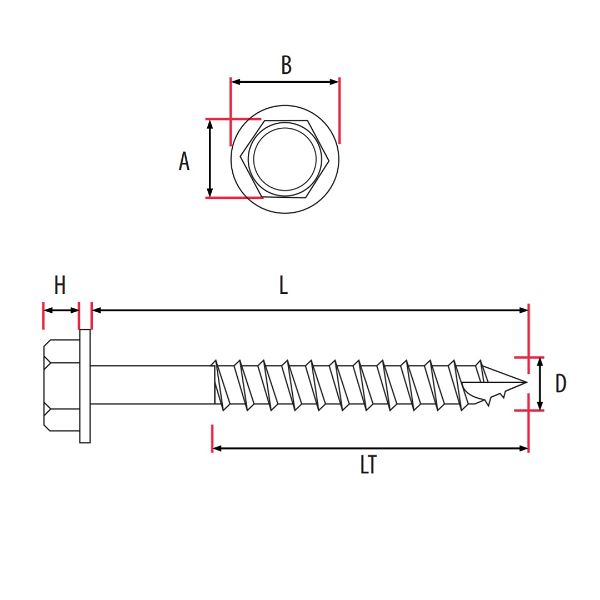 Technical line drawing of TIMco Solo Coach Screws SCSY