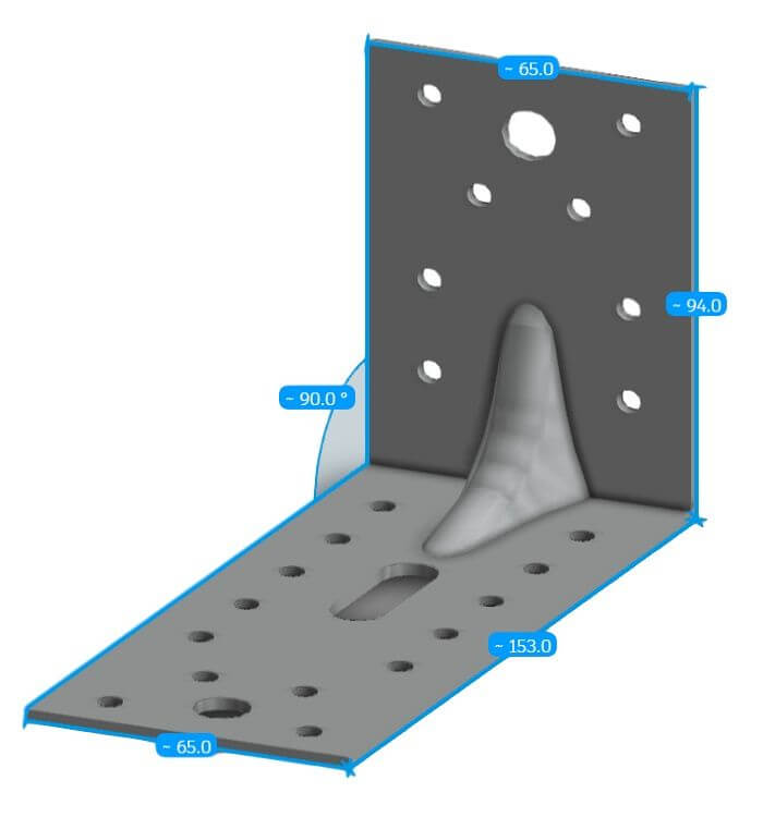 Technical line drawing of Simpson E9S/2,5 reinforced angle bracket