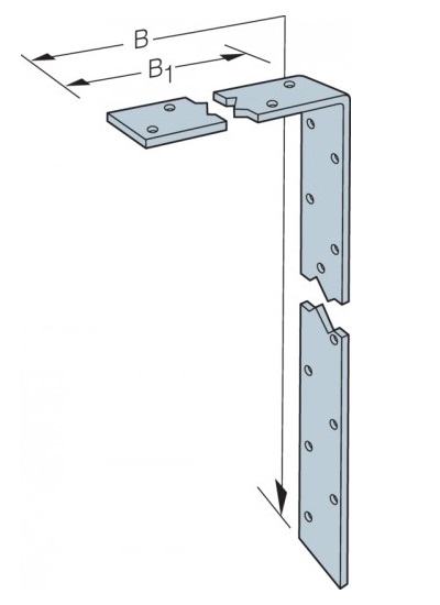 Technical line drawing of Simpson light duty restraint strap