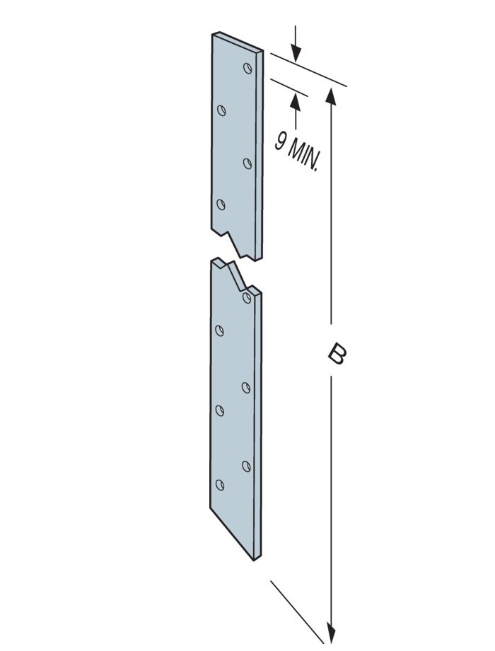 Technical line drawing of Simpson light duty restraint strap
