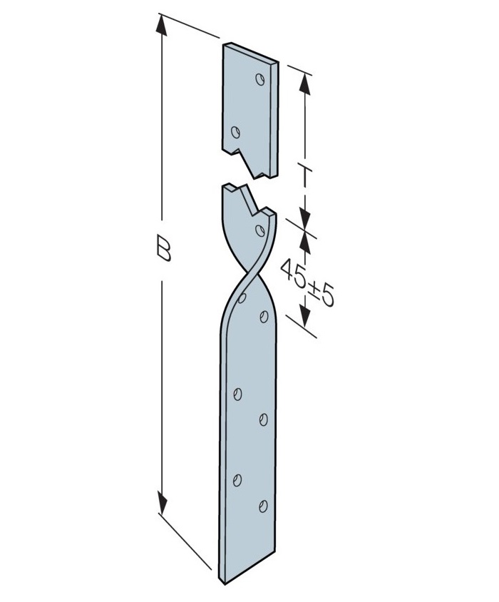 Technical line drawing of Simpson light duty restraint strap