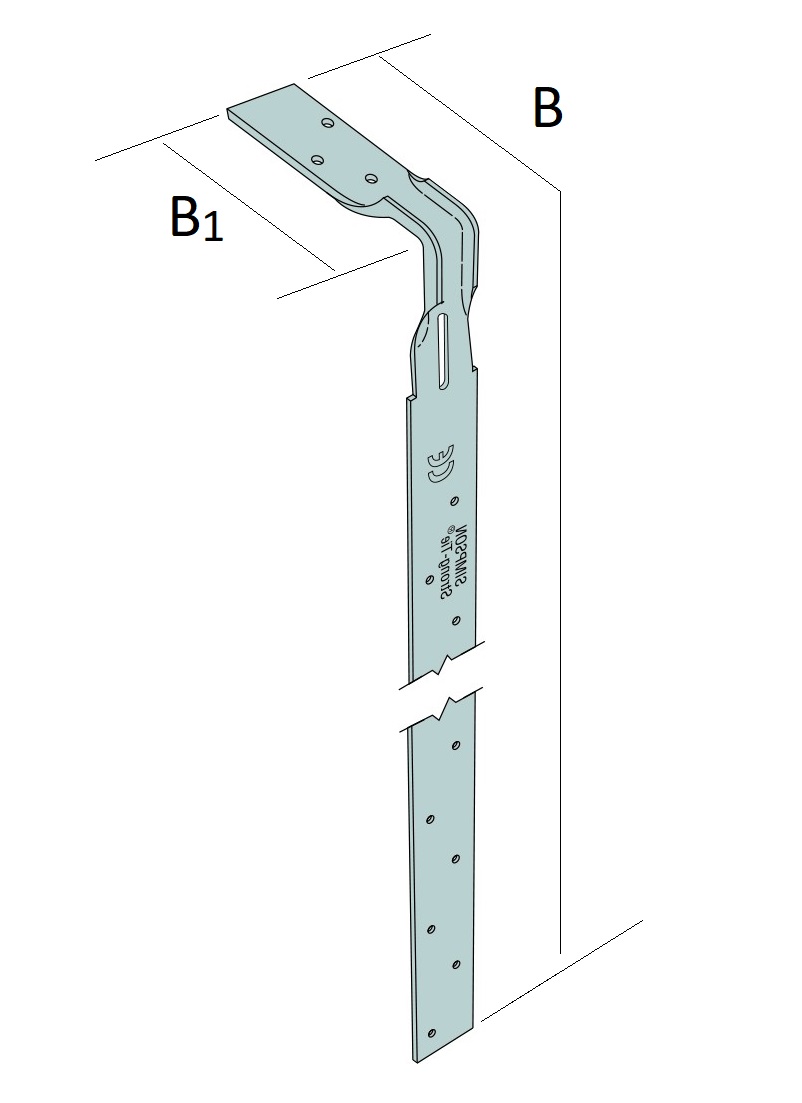 Technical line drawing of Simpson light duty restraint strap