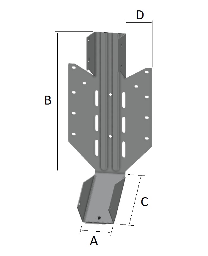 Technical line drawing of Simpson LSSU adjustable joist hanger