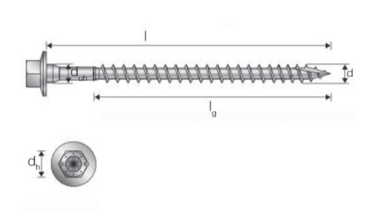 Technical line drawing of Simpson SSH connector screws