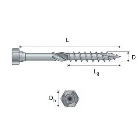 Technical line drawing of Simpson SSH connector screws