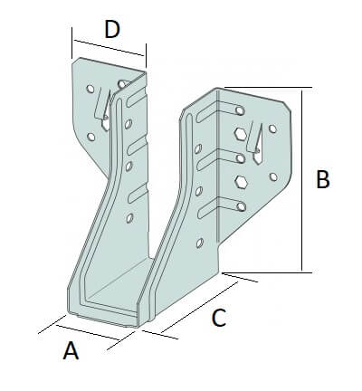 Technical line drawing of Simpson TMM mono truss hanger