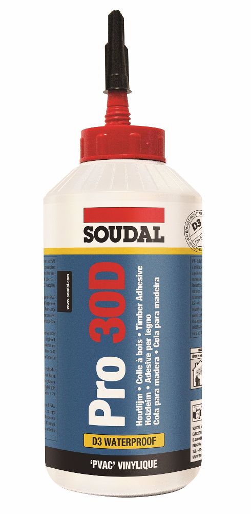 Soudal PRO 30D PVA D3 Wood Glue 750gm Bottle