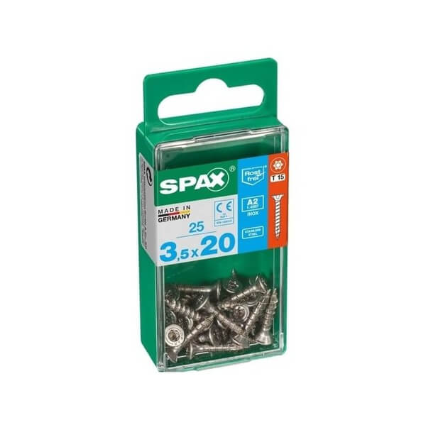 SPAX S-Steel T-STR F-CSK Screws 3.5x20mm (25)