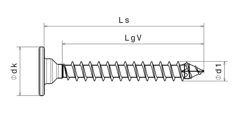 Technical line drawing of SPAX-M MDF screws