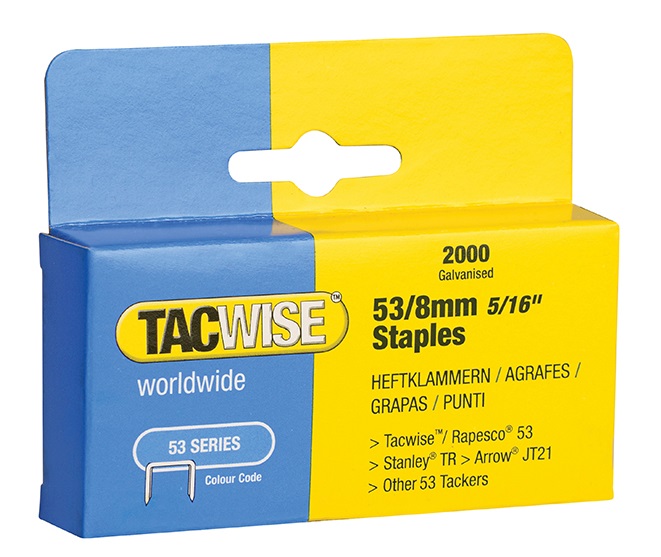 TACWISE 53 Light Duty Staples 8mm Type JT21