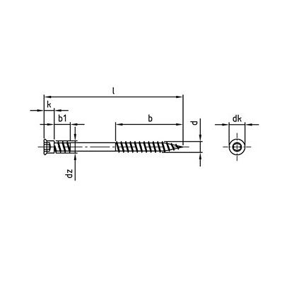 technical line drawing of a4 stainless cylinder head decking screws
