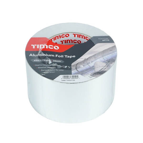 TIMco Aluminium Foil Tape 75mm x 45Mtr AFT75