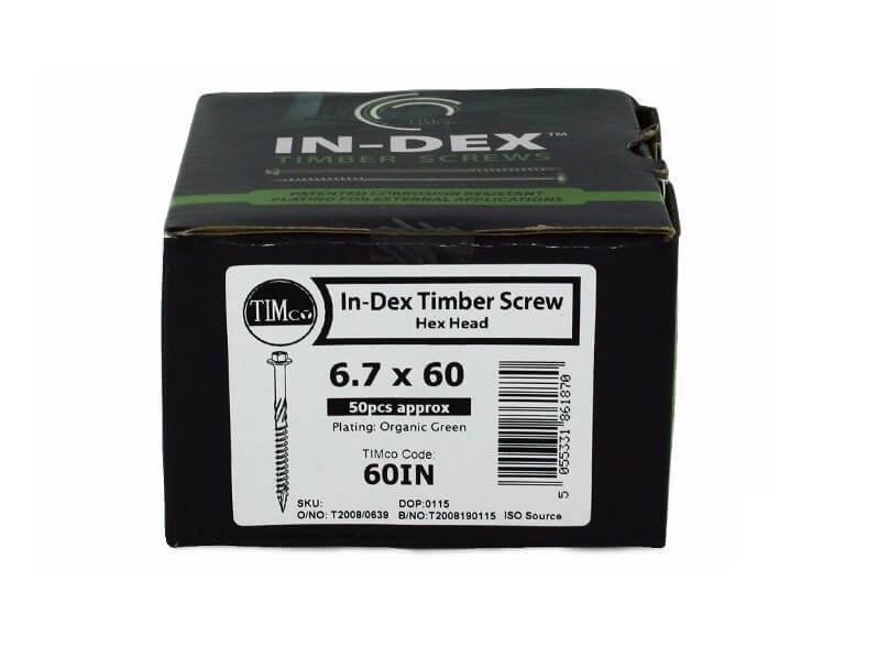 TIMco Index Timber Screws 6.7mm x 60mm (Box of 50)