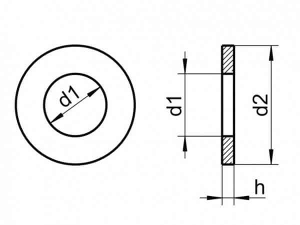 technical line drawing of DIN125A flat washers